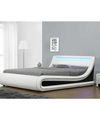 Postel MANILA bílá / černá s LED osvětlením Tempo Kondela 180 x 200 cm