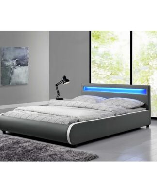 Postel DULCEA šedá s LED osvětlením Tempo Kondela 180 x 200 cm
