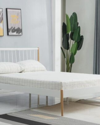 Postel LEMI 120 cm bílá / přírodní Halmar