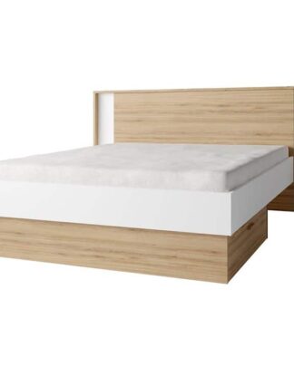 Manželská postel SIMPLA 160x200 bílá / dub divoký Tempo Kondela