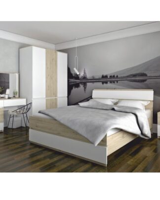 Postel LEIRA 160x200 cm dub wellington / bílá Tempo Kondela