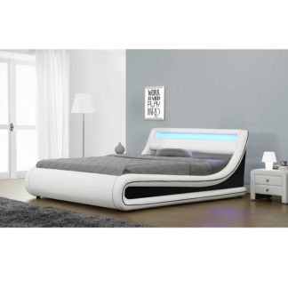 Manželská postel s LED osvětlením MANILA NEW bílá / černá Tempo Kondela 163 x 200 cm