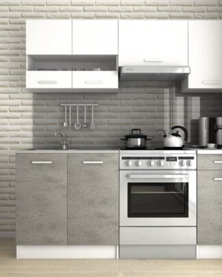 Kuchyňská linka Lulu III 120/180 beton/bílá - FALCO