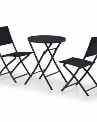 Zahradní bistro set 3ks polyratan černý