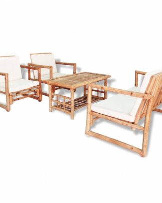 Zahradní set bambus / krémově bílá Dekorhome