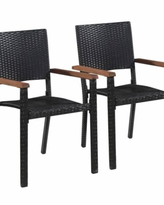 Zahradní židle 2 ks černá / hnědá