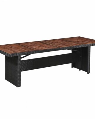 Zahradní jídelní stůl 240x90 cm polyratan / akáciové dřevo