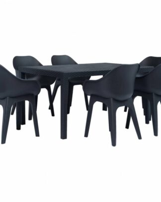 Zahradní jídelní set 7 ks plast Antracit