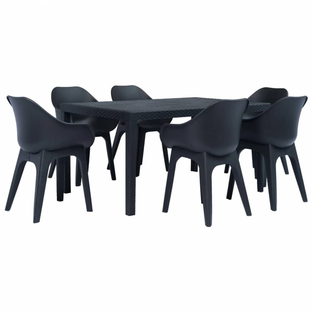 Zahradní jídelní set 7 ks plast Antracit