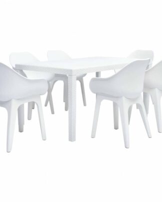 Zahradní jídelní set 7 ks plast Bílá