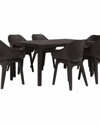 Zahradní jídelní set 7 ks plast Hnědá