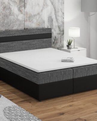 Postel boxspring MODENA 160x200 cm, šedá látka/černá ekokůže