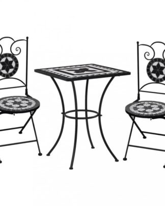 Mozaikový bistro set 3 ks Dekorhome Černá / bílá