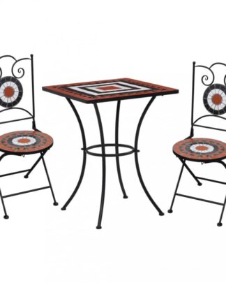 Mozaikový bistro set 3 ks Dekorhome Bílá / oranžová