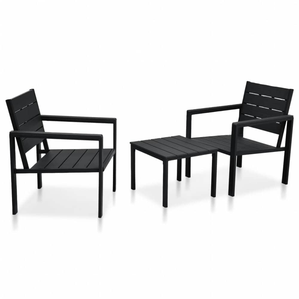 Zahradní bistro set 3 ks plast Dekorhome Černá
