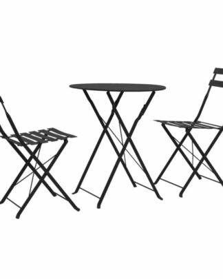 Zahradního bistro set 3 ks ocel Dekorhome Černá