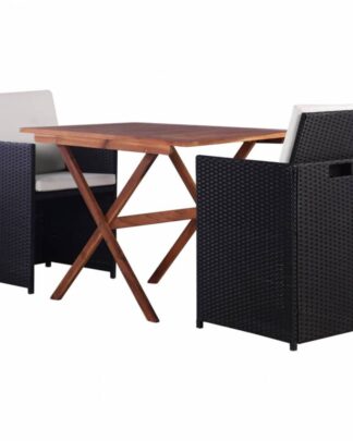 Zahradní bistro set 3 ks hnědá / černá Dekorhome
