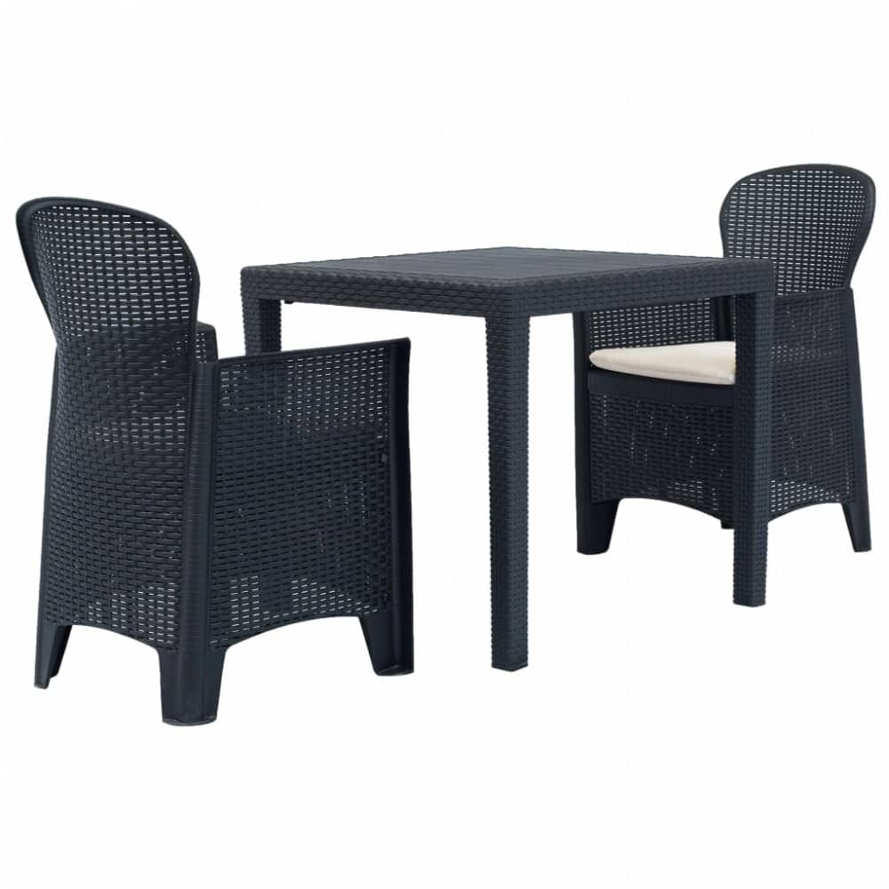 Zahradní bistro set 3 ks plast Dekorhome Antracit