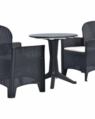 Zahradní bistro set 3 ks antracit / bílá Dekorhome