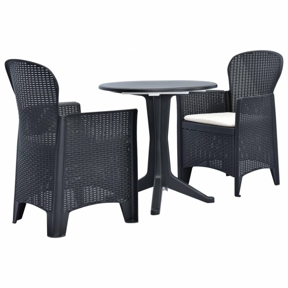 Zahradní bistro set 3 ks antracit / bílá Dekorhome