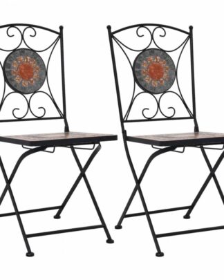 Mozaikové bistro židle 2 ks keramika Dekorhome Šedá / oranžová