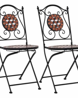 Mozaikové bistro židle 2 ks keramika Dekorhome Cihlová