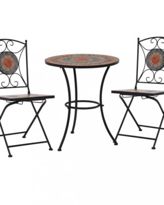 Mozaikový bistro set 3 ks keramika Dekorhome Šedá / oranžová