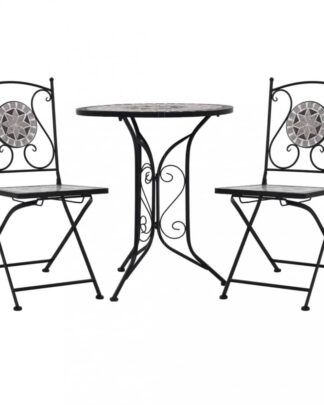 Mozaikový bistro set 3 ks keramika Dekorhome Šedá