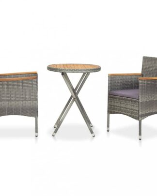 Zahradní bistro set 3 ks polyratan Dekorhome Šedá
