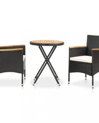 Zahradní bistro set 3 ks polyratan Dekorhome Hnědá / černá