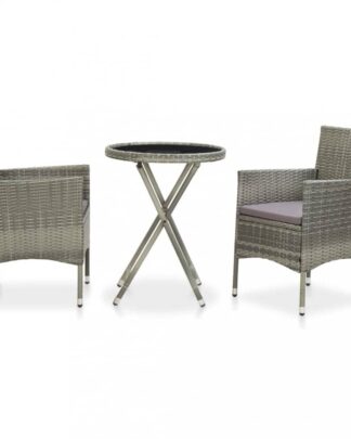 Zahradní bistro set 3 ks polyratan Dekorhome Hnědá / šedá