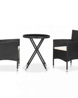 Zahradní bistro set 3 ks polyratan Dekorhome Černá