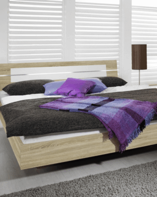 Postel s nočními stolky Burano 160x200 cm, dub sonoma/bílá