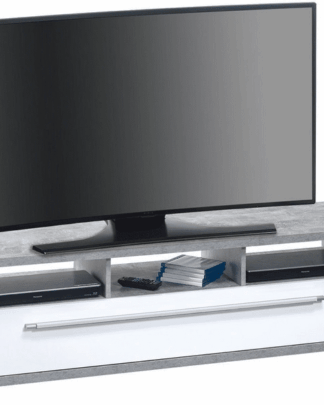 TV stolek Glanz 7645, beton/bílý lesk
