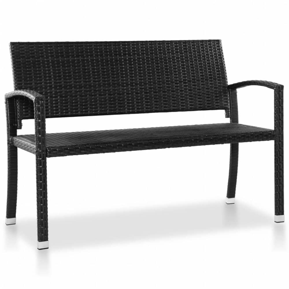 Zahradní lavice 122 cm polyratan Dekorhome Černá