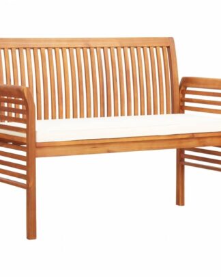 Zahradní lavice 120cm akáciové dřevo Dekorhome Krémová