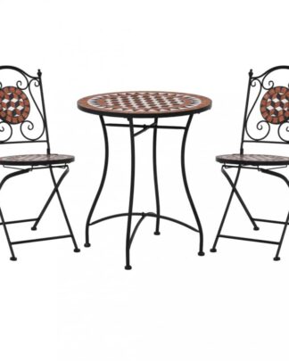 Mozaikový bistro set 3 ks keramika Dekorhome Cihlová
