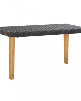 Zahradní lavice 120 cm polyratan / akácie Dekorhome Černá