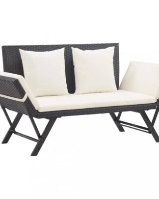 Zahradní lavice 176 cm polyratan Dekorhome Černá / bílá