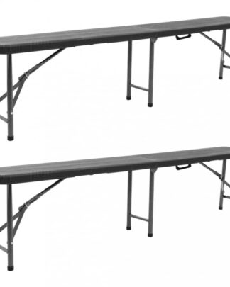 Skládací zahradní lavice 2 ks 180 cm černá Dekorhome