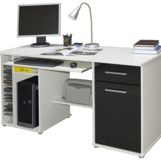 Praktický PC stůl LUBOR, bílá/černá