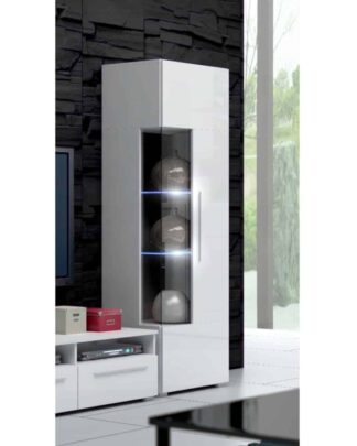 ROMA vitrína 160 s LED osvětlením, bílá/bílý lesk