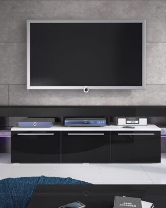 Televizní stolek RTV BETA 150 Plus, bílá/černý lesk