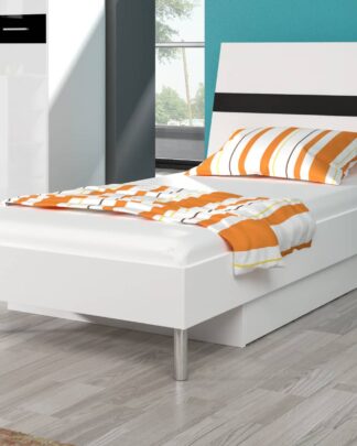 Postel 90x200 cm RAJ 1, bílá/černý lesk