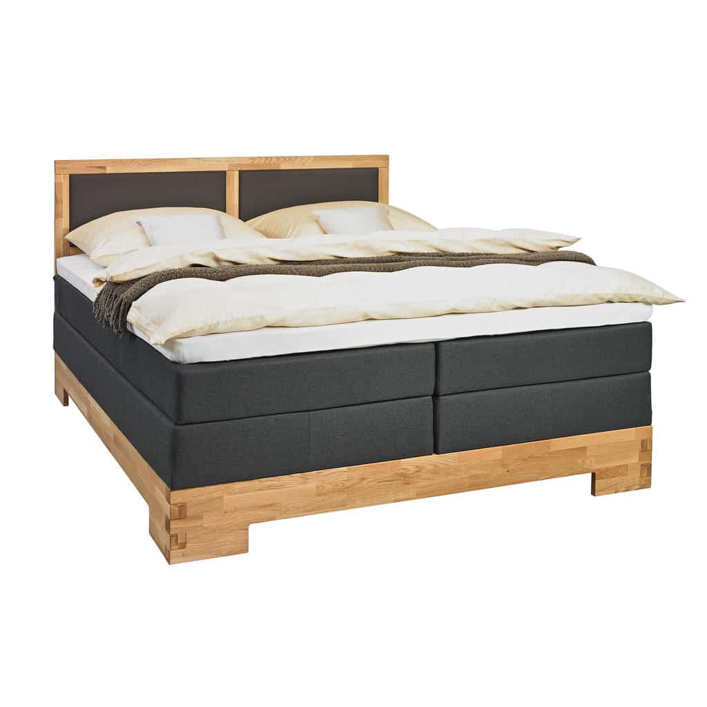 XXXLutz Postel Boxspring 180/200 Cm Dřevo Textil Hnědá Barvy Dubu Linea Natura