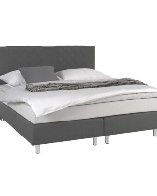 XXXLutz Postel Boxspring 180/200 Cm Textil Antracitová Světle Šedá Carryhome