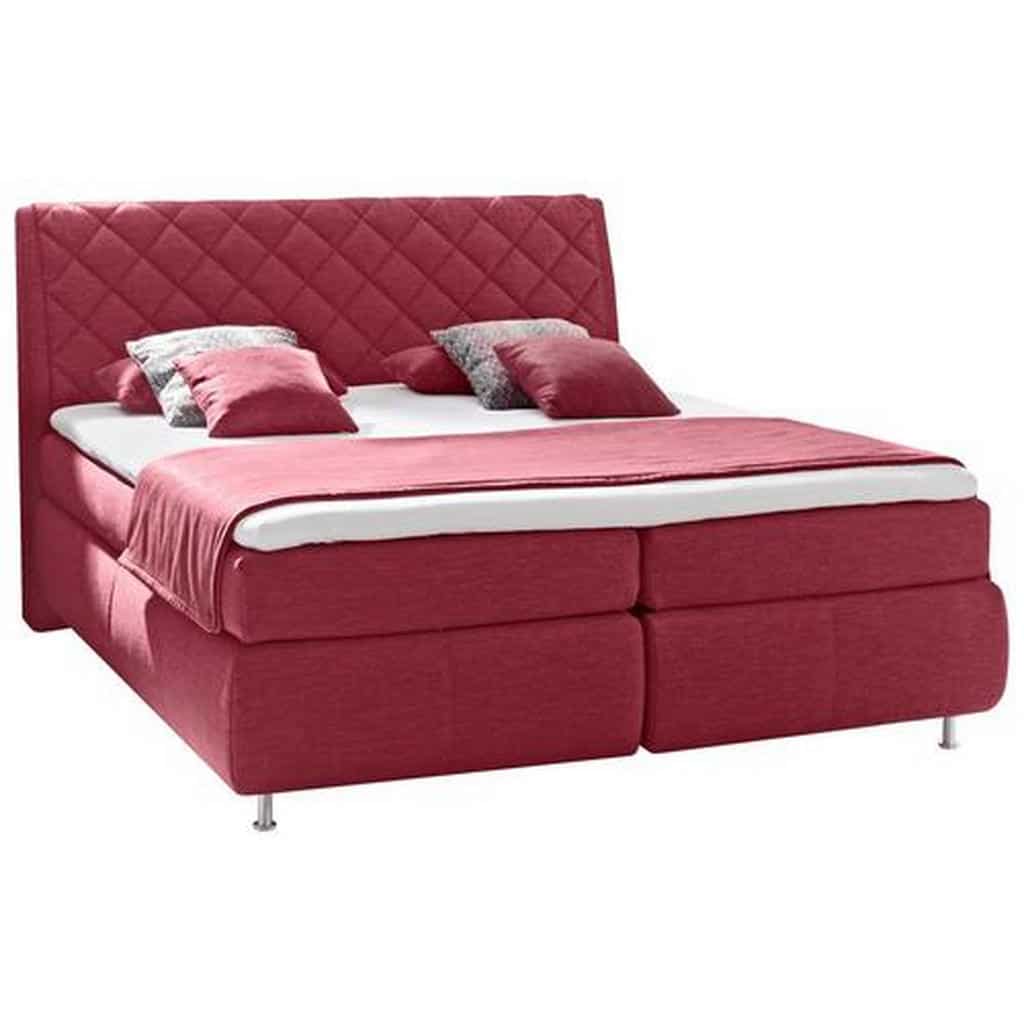 XXXLutz Postel Boxspring 180/200 Cm Textil Červená Dieter Knoll