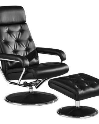 XXXLutz Relaxační Křeslo S Taburetem Kov Textil Černá Barvy Chromu Xora