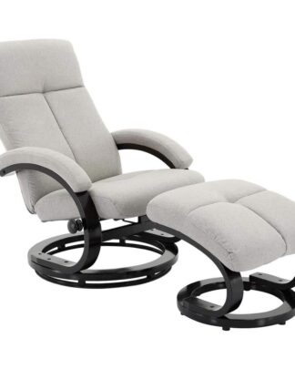 XXXLutz Relaxační Křeslo S Taburetem Dřevo Textil Světle Šedá Carryhome