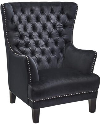 XXXLutz Křeslo Chesterfield Kov Textil Černá